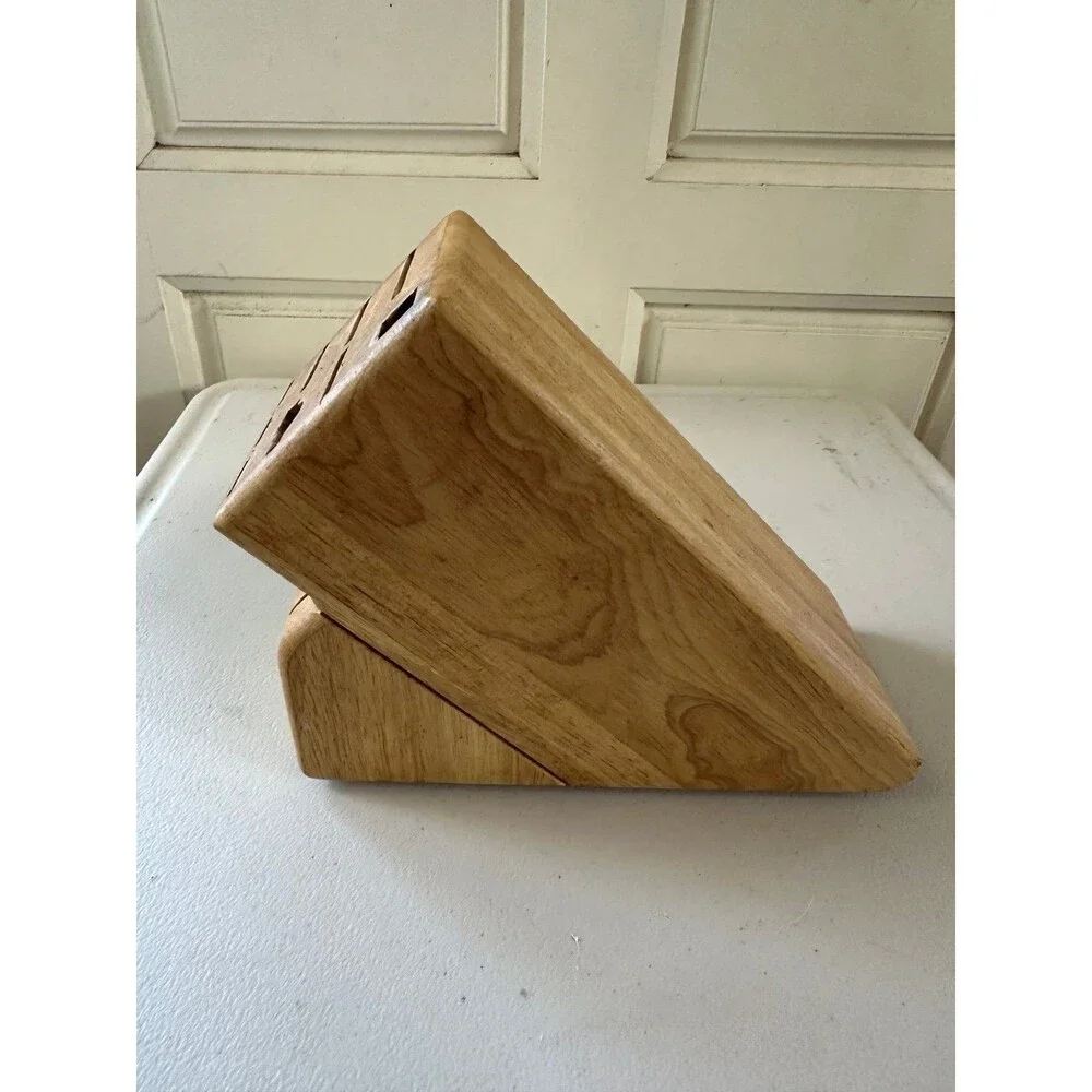 Wusthof 13-Slot Beech Wood Laser Engraved Logo European Cutlery Knife Block